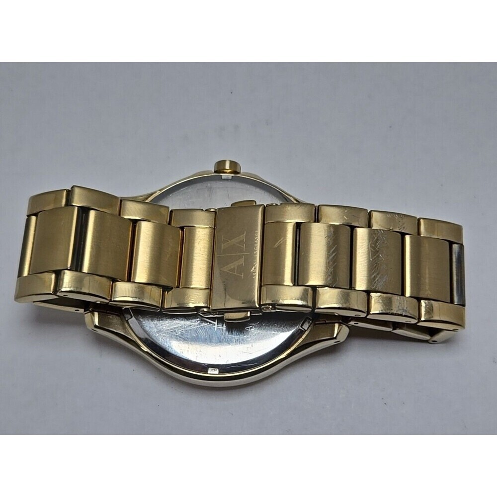 Mens Armani Exchange Hampton AX2132 Date Champagne Gold Plated Watch New Battery - Picture 10 of 11